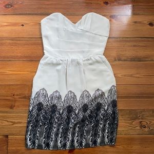 Gray & Black Silk Sweetheart Cocktail Dress